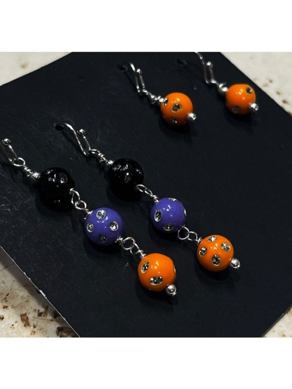 Halloween  Mom & Daughter Orange, Purple & Black Earrings | Pierced & Clip On